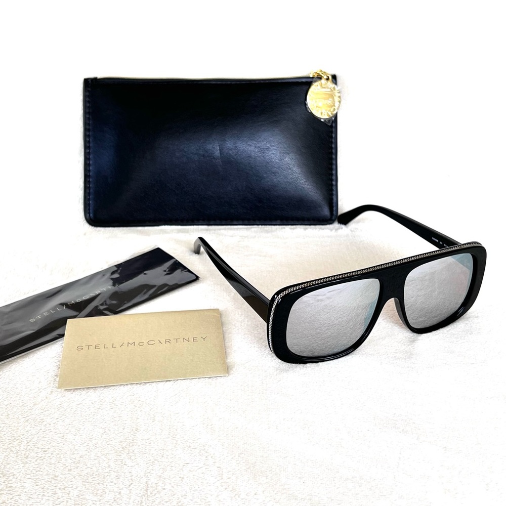 Stella McCartney Silver Chain Trimmed Mirrored Sunglasses